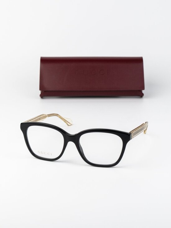Gucci Women Eyeglasses Black Crystal Square GG0566O 001 NEW AUTHENTIC main image 6